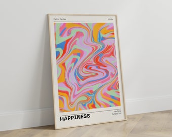 Retro wall art print, Trendy holographic aura print, Retro abstract colorful gradient poster, Aesthetic print, Vintage happiness print