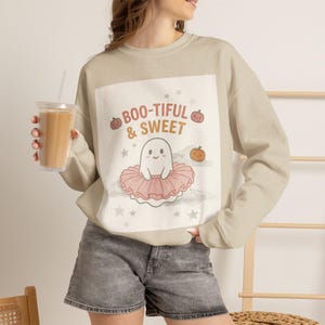 Boo-tiful & Sweet ghost tutu sweatshirt | Halloween pastel pumpkin stars