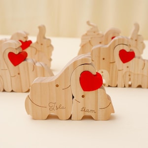 Personalized Wooden Elephant Puzzle, Customized Wooden Puzzle, Baby Puzzle, Baby Party Gift, Family Puzzle, Surname Customized Puzzle