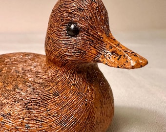 Mini Pecan Shell Resin Baby Duck Decoy Figurine Handcrafted in USA Vintage