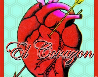 El Corazon Mexican Loteria Bingo Game inspired magnet