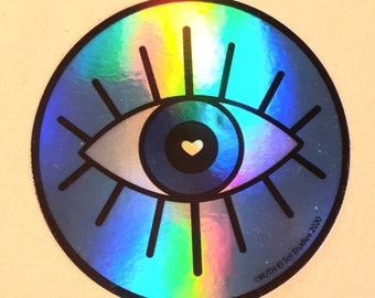 Good luck holographic Evil Eye protection sticker