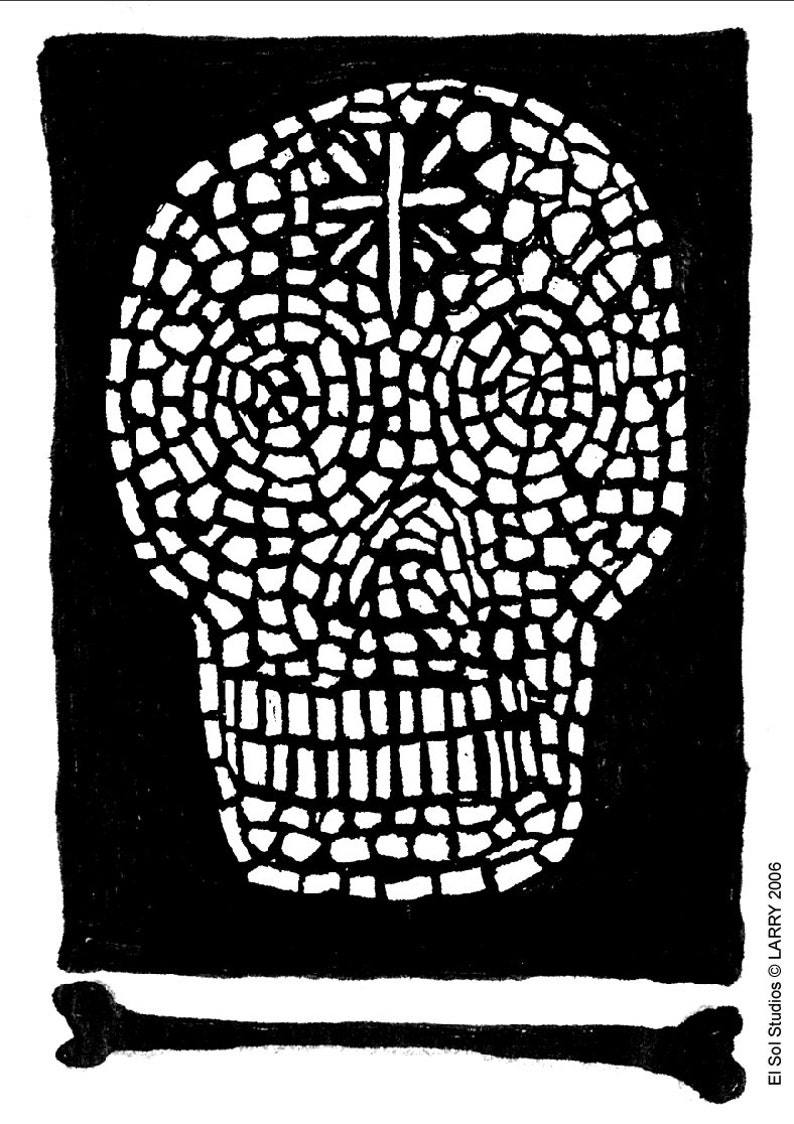 Mosaic Calaca Skull Refrigerator Magnet image 1