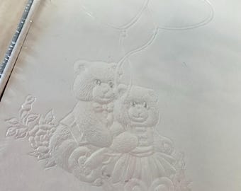 VTG Cabinet Pack Card Stock Embossed Bears W/ Heart Balloon Announcements DIY