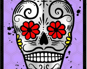 Day of the Dead refrigerator Magnet PURPLE