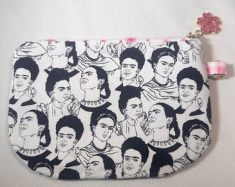 Handmade Mexican Artist Frida Kahlo Zippered Coin Bag Pouch