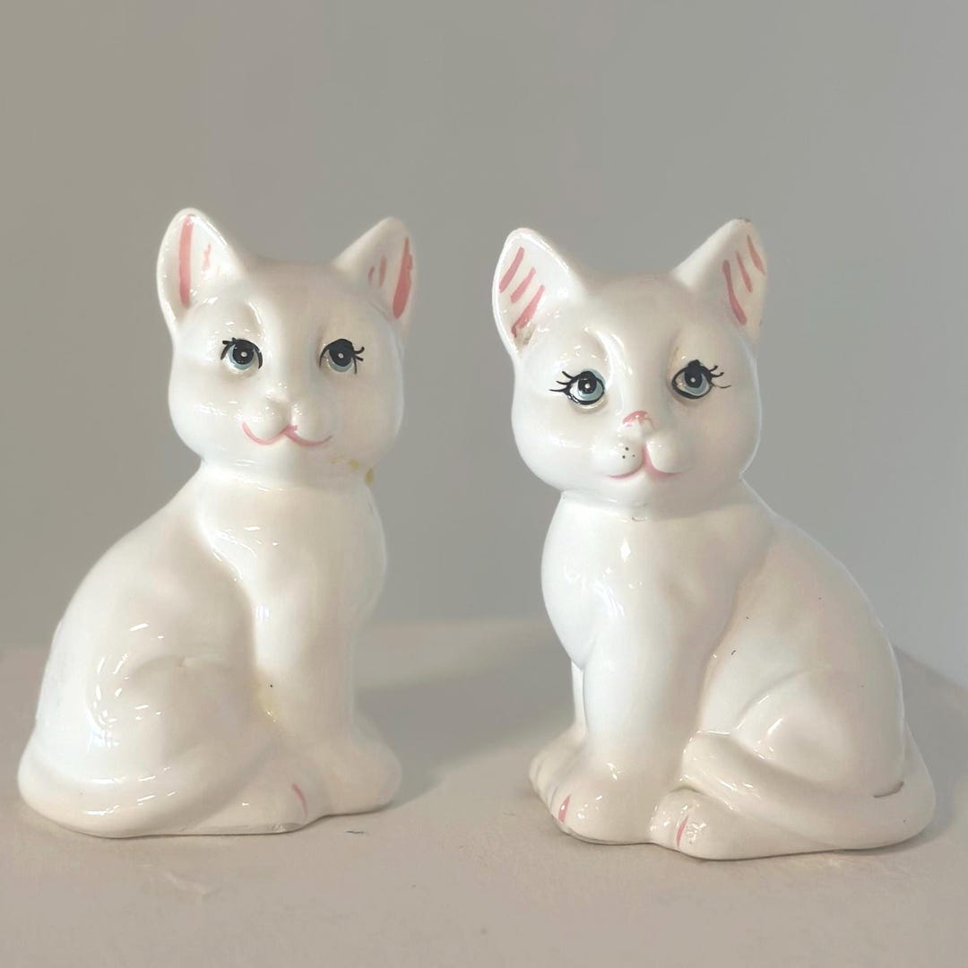 かっきー【Vintage Ceramic Figurine】 Vintage Kitschy Ceramic Cats (pair) Figurines - Etsy