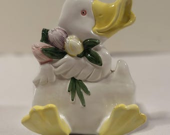 Vintage Fitz & Floyd Duck Wall Plaque, Spring Parade Decor