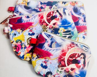 Handmade Kawaii Anime Sailor Moon Fabric Coin Bag Zippered Pouch Phone Holders