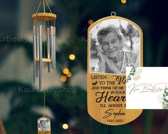 Personalized Memorial Wind Chimes, Custom Photo Memorial Gifts, Memorial Gifts, Custom Grandpa Memorial, Christmas Anniversary Memorial Gift