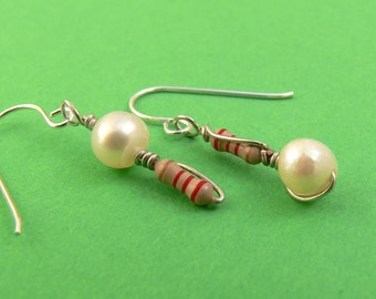 Pearl Earrings | Freshwater Pearl | Resistor Earrings | Sterling Silver Earrings | Geekery | Geeky Earrings