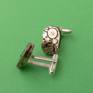 Steampunk Cuffllnks Vintage Watch Movement silver cuff links image 3