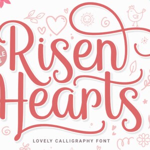 Risen Hearts Font, Script Font, Modern Font, Handwritten Font, Signature Font, Calligraphy Font, Classic Boho Font, Elegant Font, Procreate