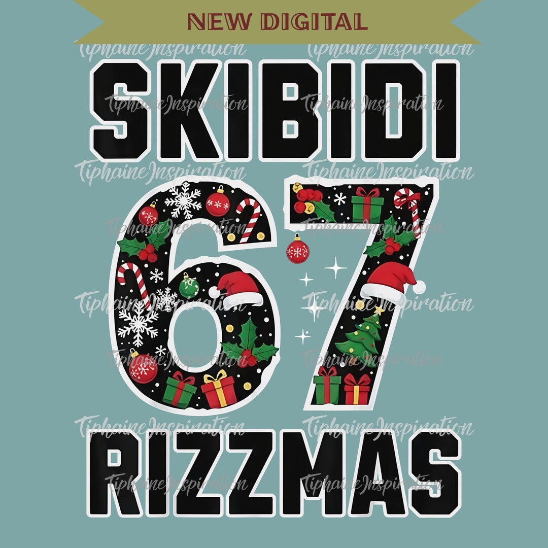 677 Rizzmas Skibidi Rizzmas 67 PNG, Gen Alpha Meme PNG, Funny Santa Party PNG, Gift ...