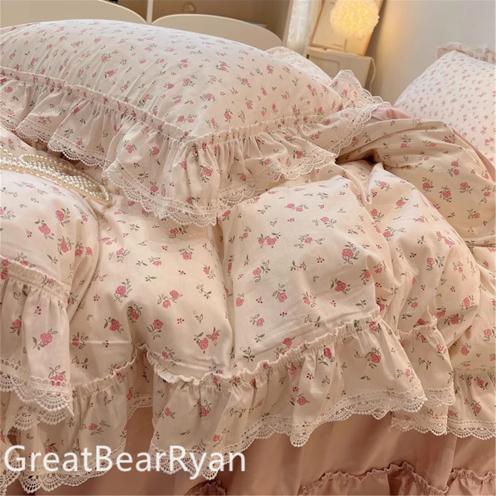 Princess Ruched Duvet Cover - Pink