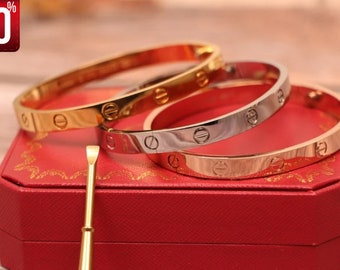 Bracciale versatile in oro, bracciale impermeabile in argento, bracciale a vite in oro, regalo di anniversario