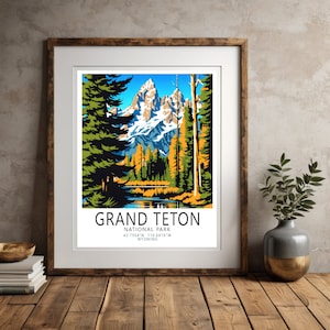 Grand Teton National Park, Wyoming, Reisekunst, digitaler Download, Vektorkunst, PNG, kommerzielle Nutzung