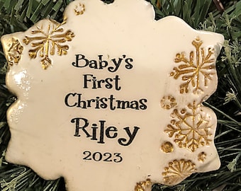 Baby's First Christmas Personalized Snowflake Christmas Ornament