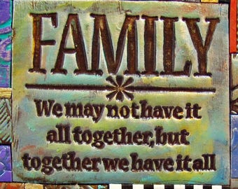 Family - Mosaic Gift - Birthday Gift - Inspirational Gift - Polymer Clay Tile Mosiac MM40012-15