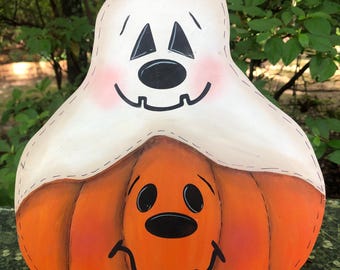 Best Friends Ghost and Pumpkin Sign