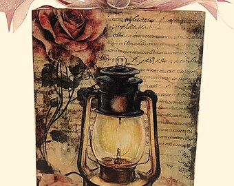 Lantern and Roses Chunky Shelf Sitter