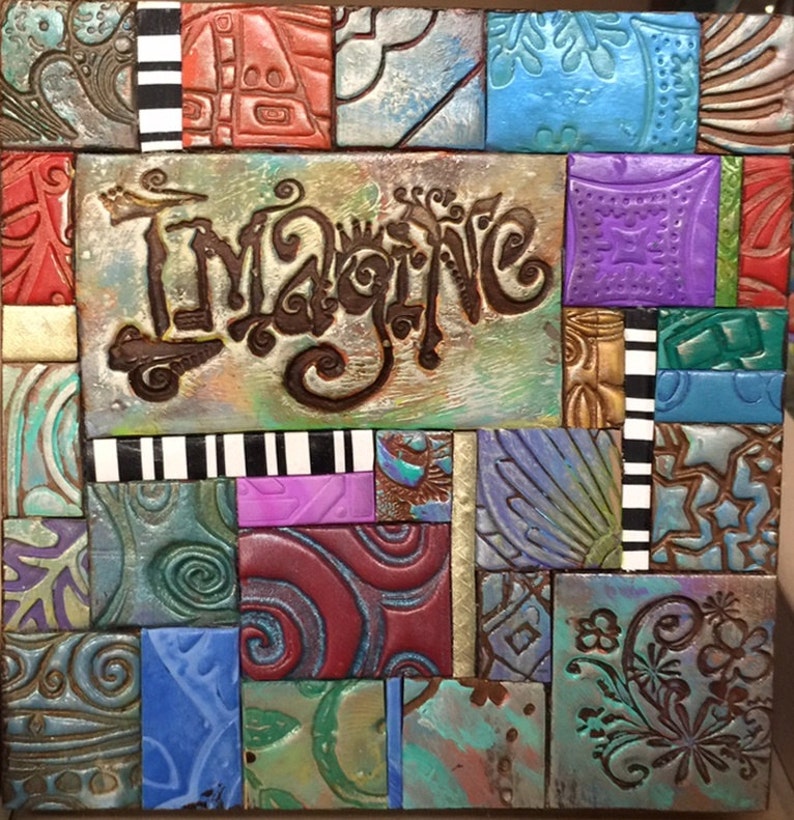 Mosaic Gift Birthday Gift Inspirational Gift Imagine Polymer Clay Tile Mosiac MM40024-15 image 1