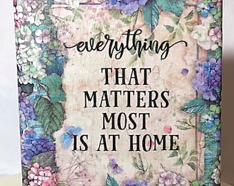 Everything that Matters is at Home Inspirational 6x6 Mini Sign