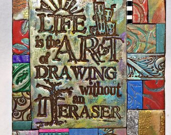 Mosaic Polymer Clay Tile Life is Art  Mini-Mosiac MM50001-16