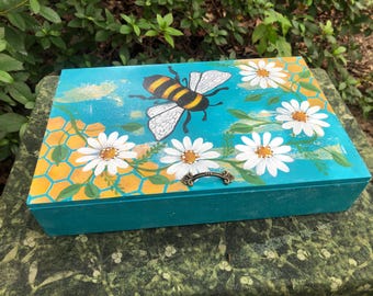 Honey Bee and Daisies Decorative Box