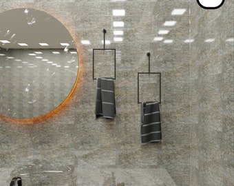 Toallero en ángulo para cocina, organizador de baño, toallero montado en la pared, diseño moderno, barra de toalla en ángulo negro para baño o cocina