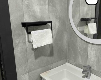 Towel Holder With Shelf, Towel Holder For Bathroom Or Kitchen, İron Towel Bar, Soap Pump Shelf, Wall Mounted Towel Rack, Towel Hooks,