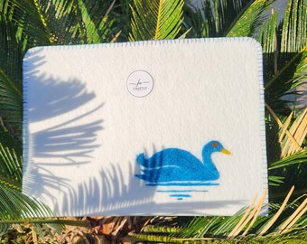 Felt Art, Needlepoint Felt Art, Felt Computer Bag, Felt Computer Tablet Protector Bag, Felt Computer Bag, Felt Bag with Bird Embroidery