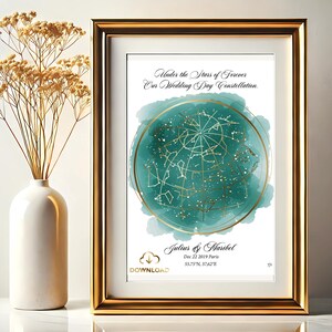 Cadeau 50e anniversaire Carte des étoiles par date Cadeau de mariage Saint Valentin Cadeau pour petit ami Carte des étoiles constellation Cadeau personnalisé