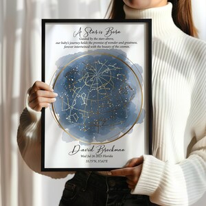 Carte des étoiles personnalisée par date Impression de carte des étoiles unique Cadeau d'anniversaire personnalisé Le jour de votre naissance Fête des mères Anniversaire Cadeau de naissance pour bébé garçon