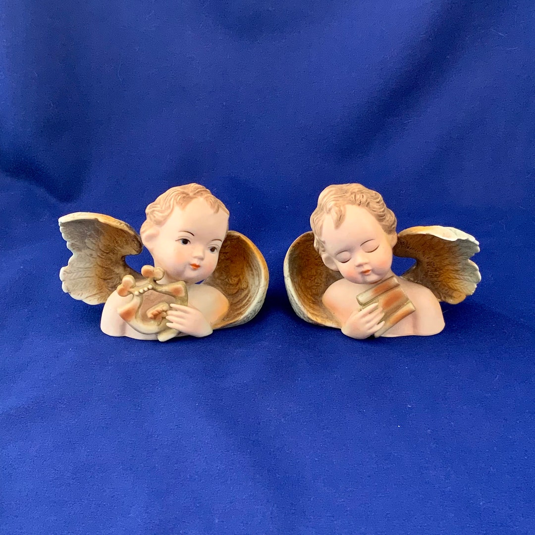 Vintage Lefton Cherub Figurines Angel Figureines Set of 2 Etsy