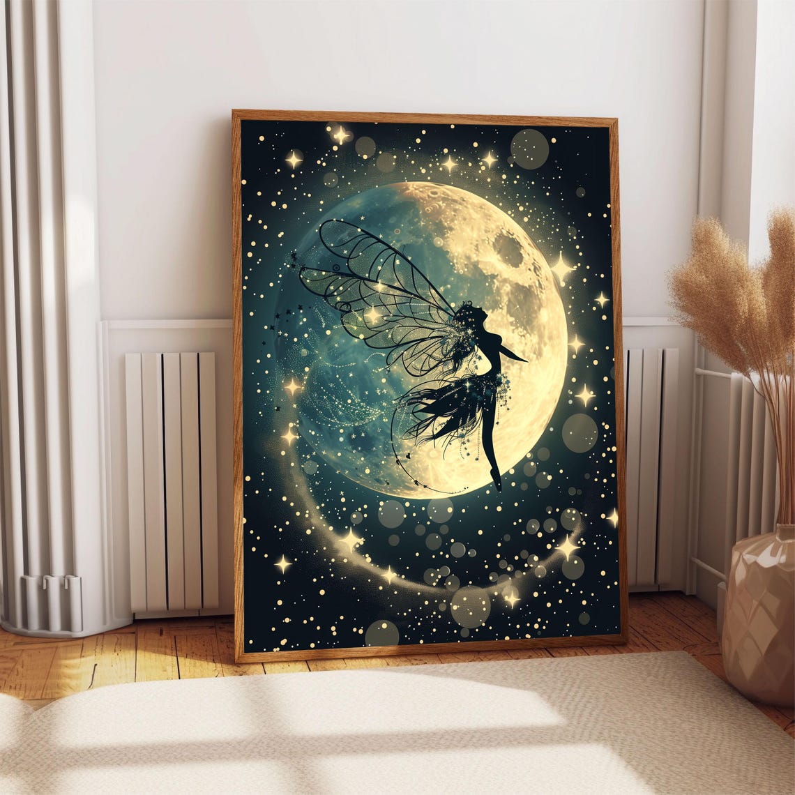 Moonlit Fairy Silhouette Art Print Enchanting Fantasy Wall Art ...