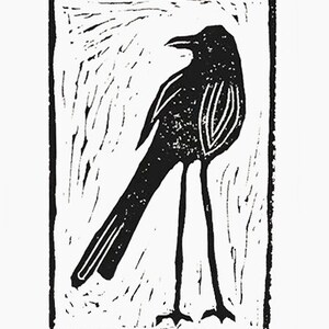 Lino cut, black bird, framed art, original print, FREE SHIPPING image 2