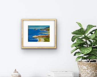 Original abstract coastal painting, Malin Head, Ireland, framed art, original art, FREE SHIPPING