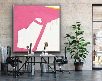Pink painting, contemporary art, original art, modern living, oversized art, fine art, FREE SHIPPING