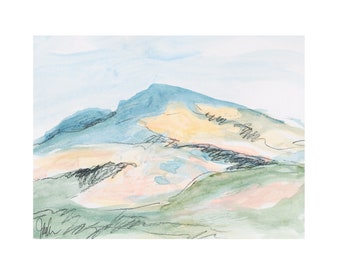 Original landscape, Mt. Diablo, framed art, abstract landscape, fine art, FREE SHIPPING