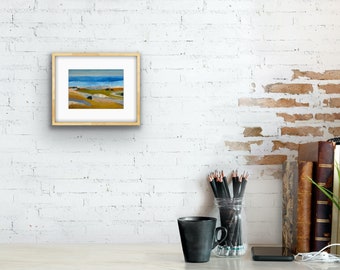 Original abstract coastal painting, Iceland, framed art, original art, FREE SHIPPING