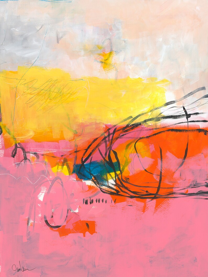 Fine Art Canvas Print Abstract Art Pink Home Decor Modern Etsy