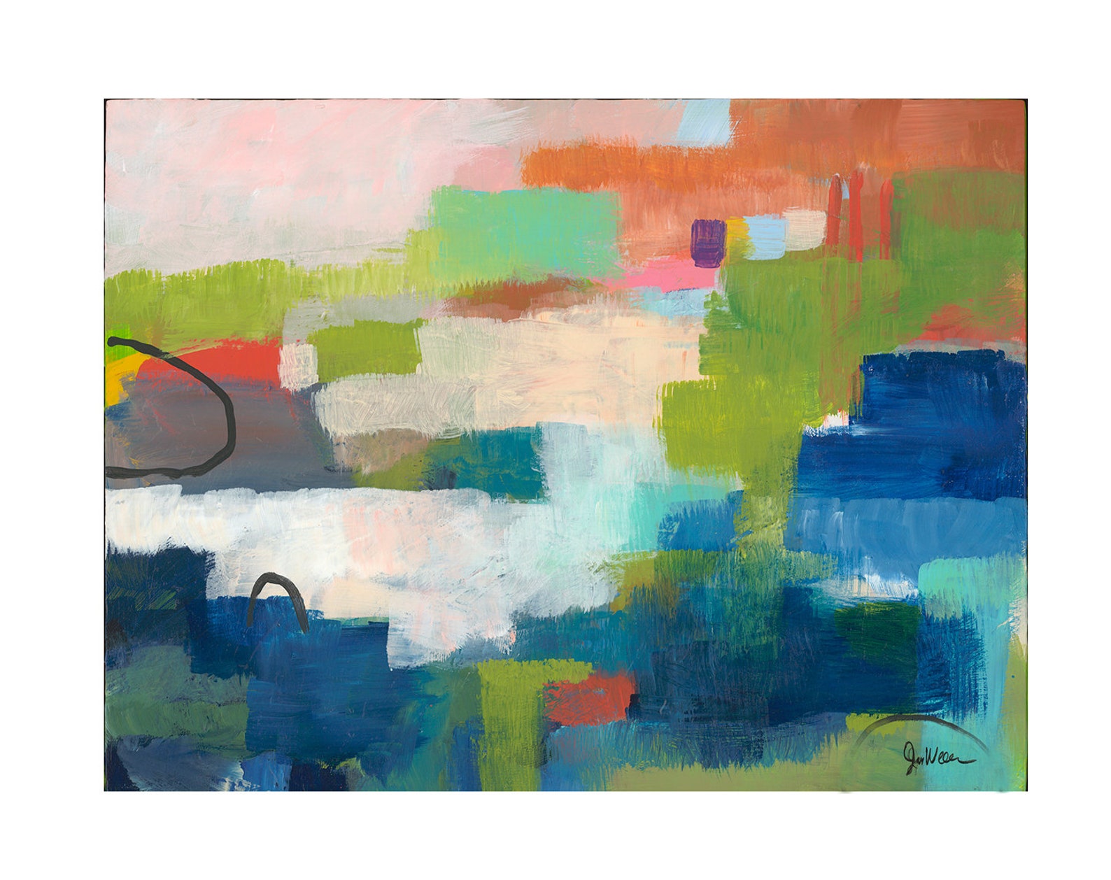 Original Abstract Landscape, Framed Art, Home Decor, Original Art, Fine