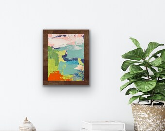 Original abstract landscape, framed art, home decor, original art, palette knife,  fine art, FREE SHIPPING