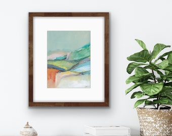 Original abstract landscape, hills, sky, framed art, home decor, original art, contemporary art, FREE SHIPPING