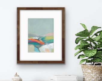 Original abstract landscape, hills, sky, framed art, home decor, original art, contemporary art, FREE SHIPPING