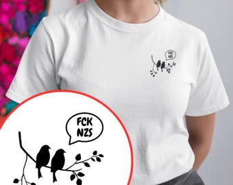 T-Shirt FCKNZS Gegen Rechts Damen Gegen Nazis 100% Baumwolle S-XXL schwarz weiß blau rosa