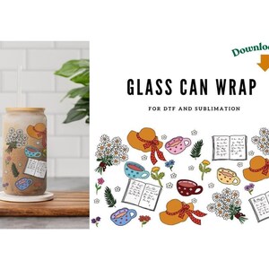 Frühling, Ostern,PNG Download,Flowers,Hüte,Blumen,Sommer, Glasbecher,UVDTF, Sublimation, Tasse PNG, 16 Unzen,Coffee,Books