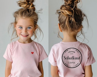 Schulkind 2026* Personalisiertes T-Shirt Schulanfang*mit dem Namen deines Kindes* Rückenaufdruck/ Vorderaufdruck Herz