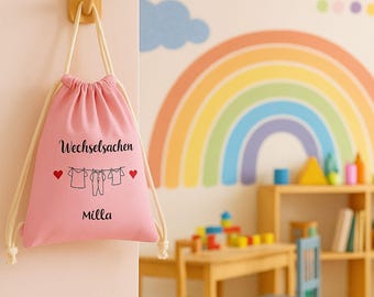 Wechselsachen Baumwolle*Wechselkleidung*Kindergarten personalisiert* mit Namen & süßen Motiven